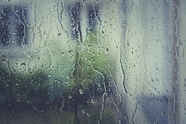 雨に濡れた窓