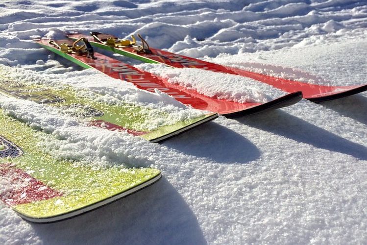 雪の上に並んだスキー板